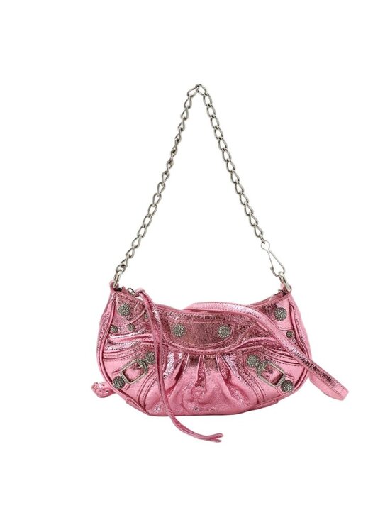 Balenciaga Handbags - Balenciaga le Cagole Mini 2-Way Chain Shoulder Bag Leather Metallic Pink